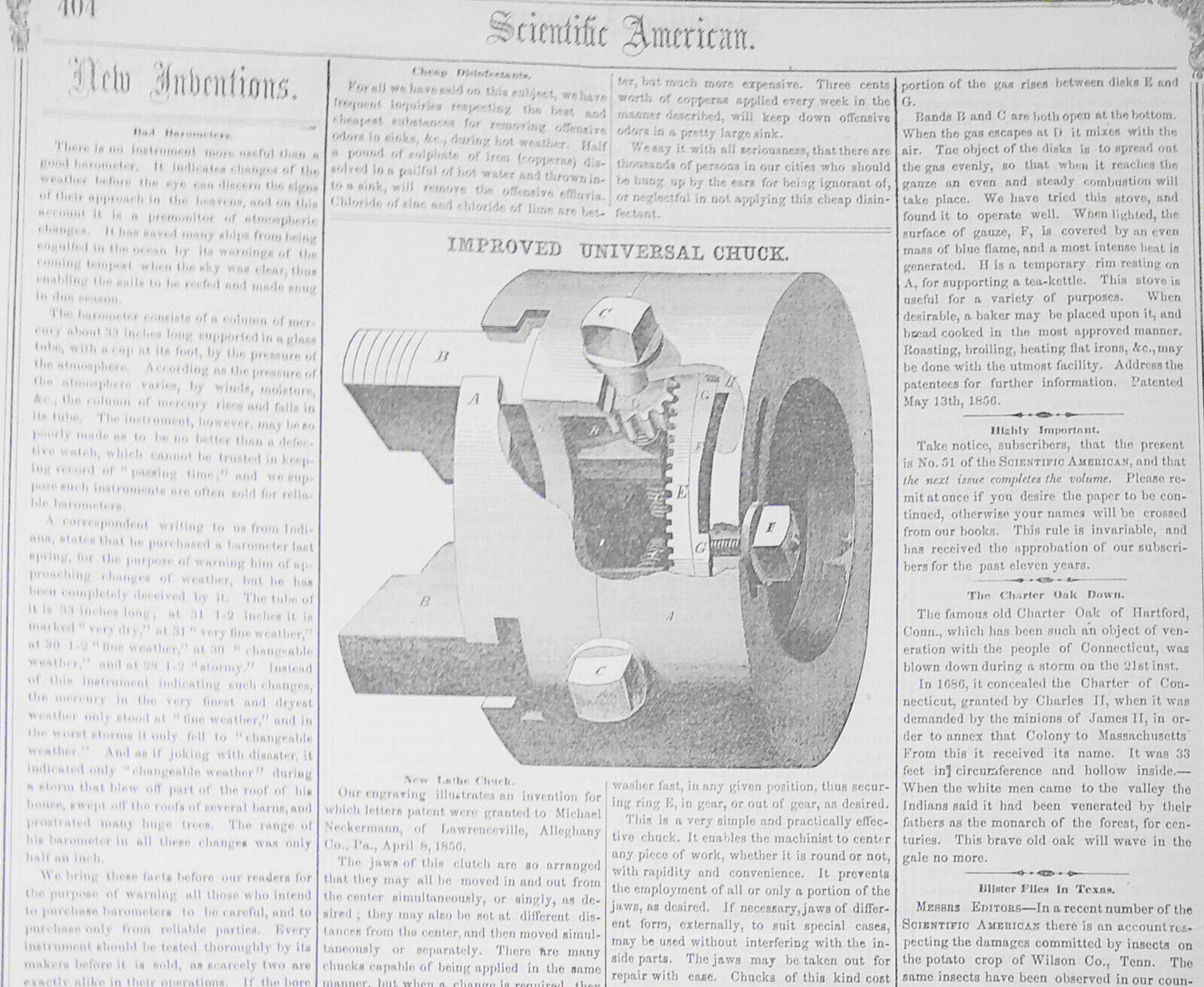 Scientific American, August 30, 1856. Michael Faraday on Silvering Glass; etc