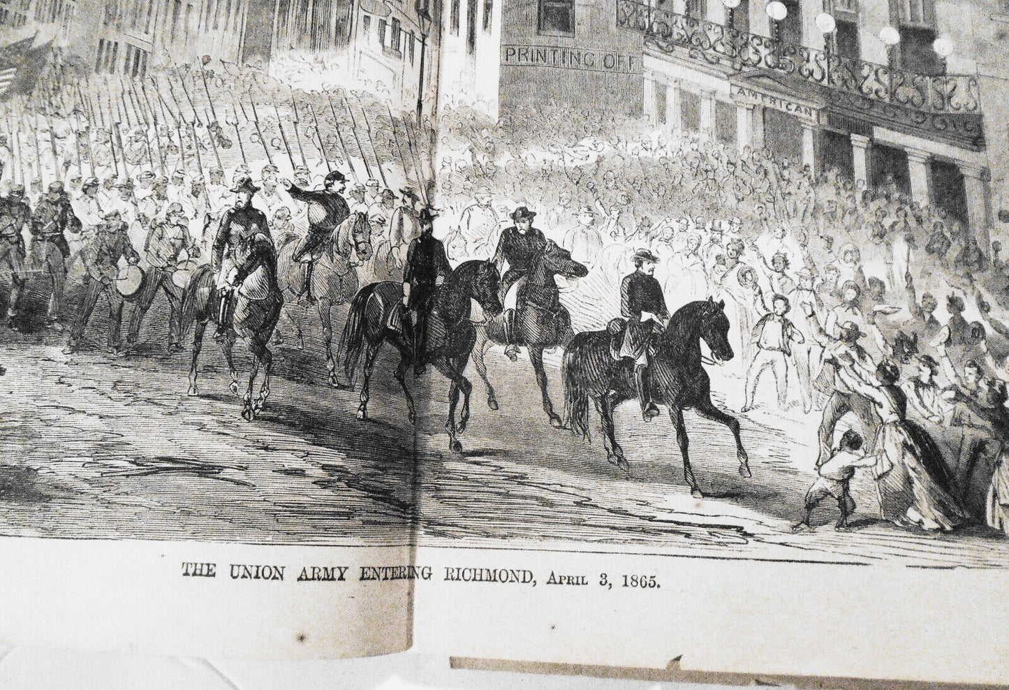 "The Union Army Entering Richmond, April 3, 1865"  -  Harper's Weekly, Original