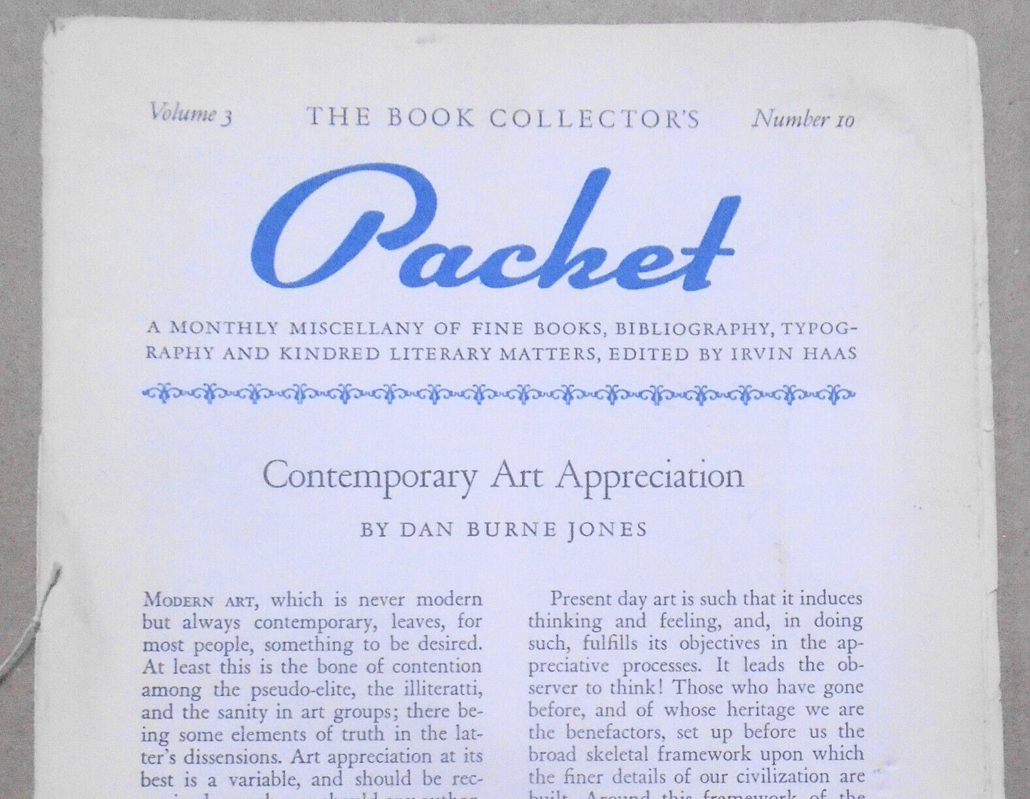 Book Collector's Packet October 1939 - Art Appreciation; Australia Fine Printing
