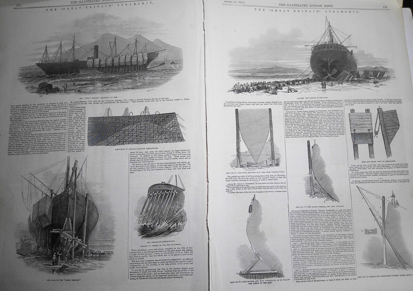 The "Great Britain" Steamship - August 21, 1847 Illustrated London News section