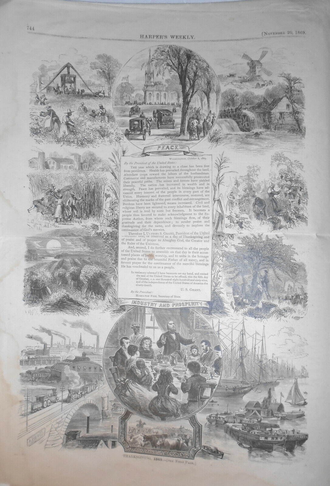 1869 Harper's Weekly: Political Discussion (Blacks); Uncle Sam's Thanksgiving