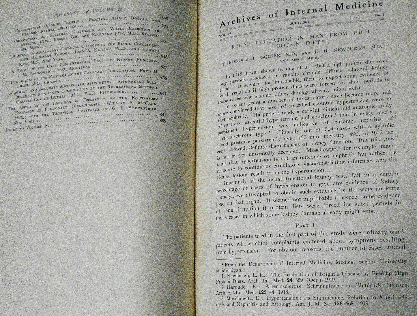 Archives Of Internal Medicine, Volume 28, 1921. American Medical Association.