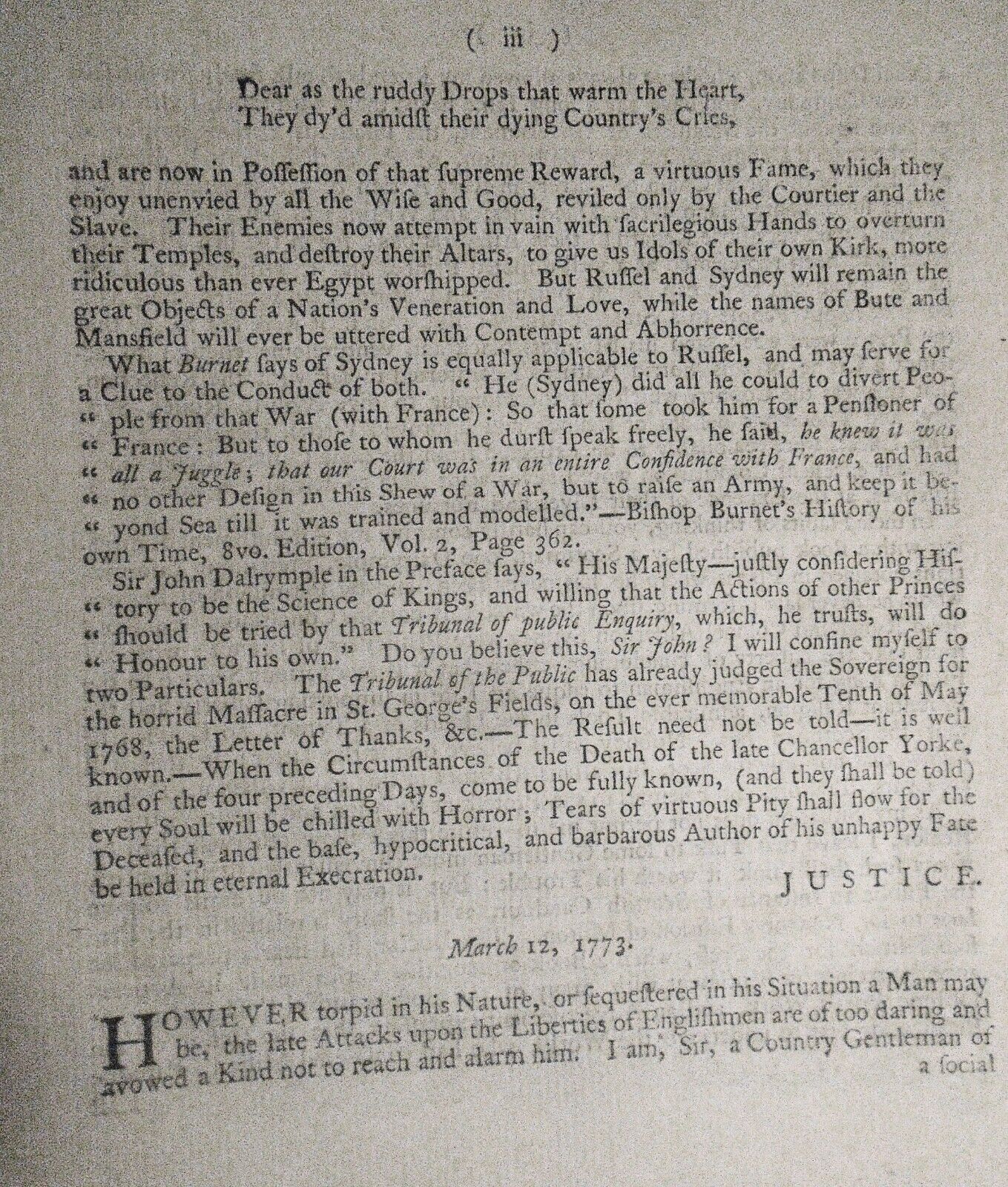 1773 Observations on ... "Memoirs of Great-Britain, by Sir John Dalrymple".