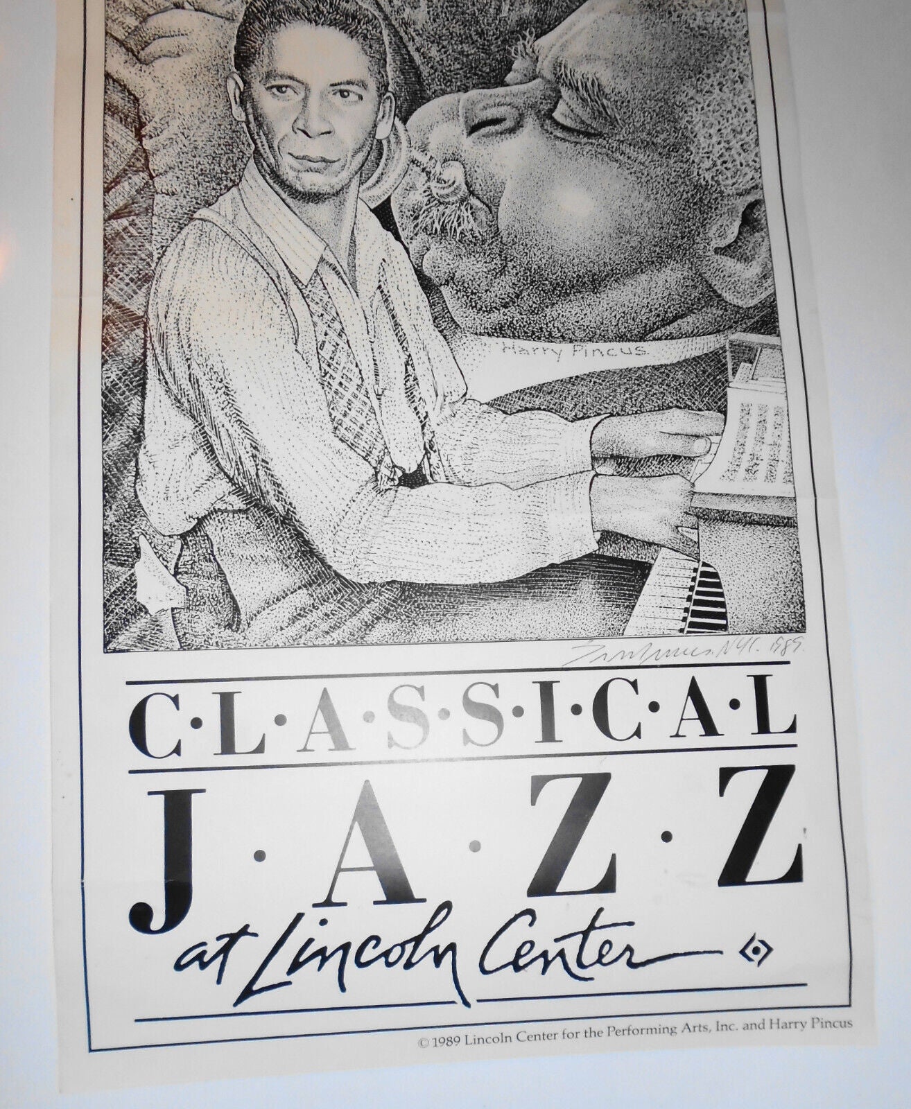Classical Jazz At Lincoln Center Poster, 1989. Signed by artist Harry Pincus.