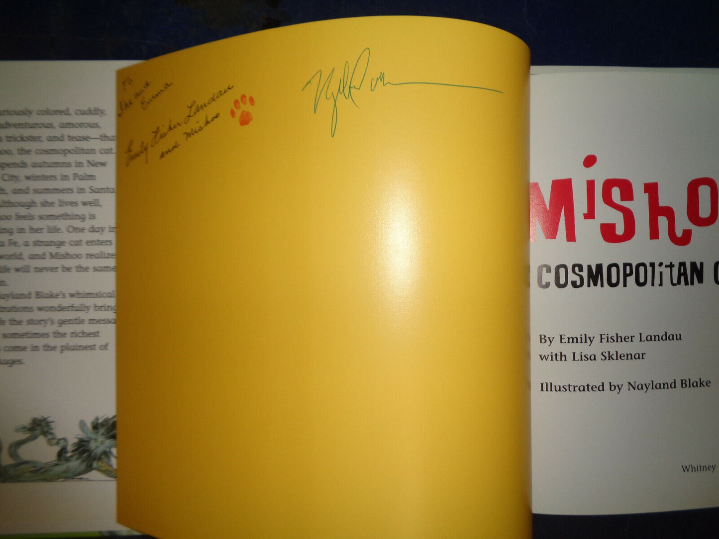 Mishoo, Cosmopolitan Cat, SIGNED by Emily Fisher Landau & illust. Nayland Blake