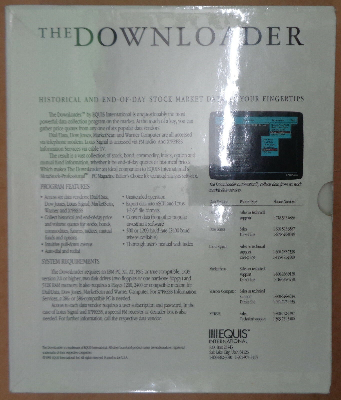 The Downloader, by Equis International 1989. IBM PC, XT, AT... BRAND NEW, SEALED