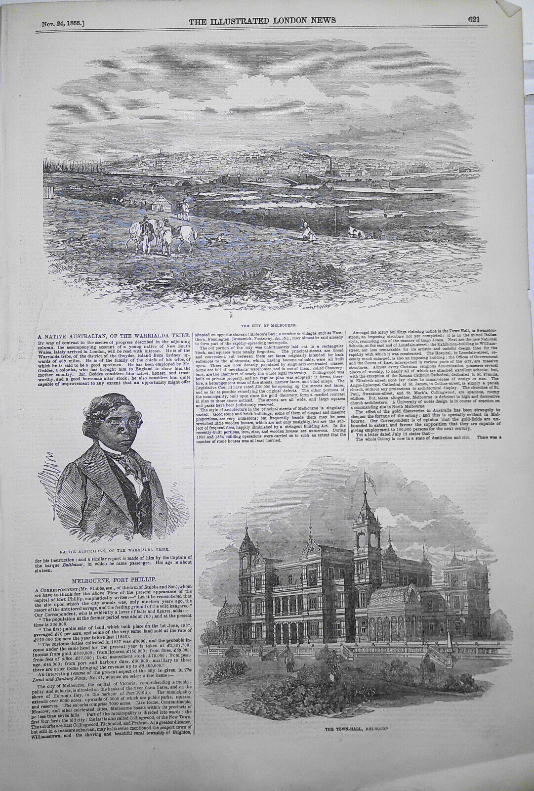 Melbourne : Map and story with engravings  - Illustrated London News, 1855