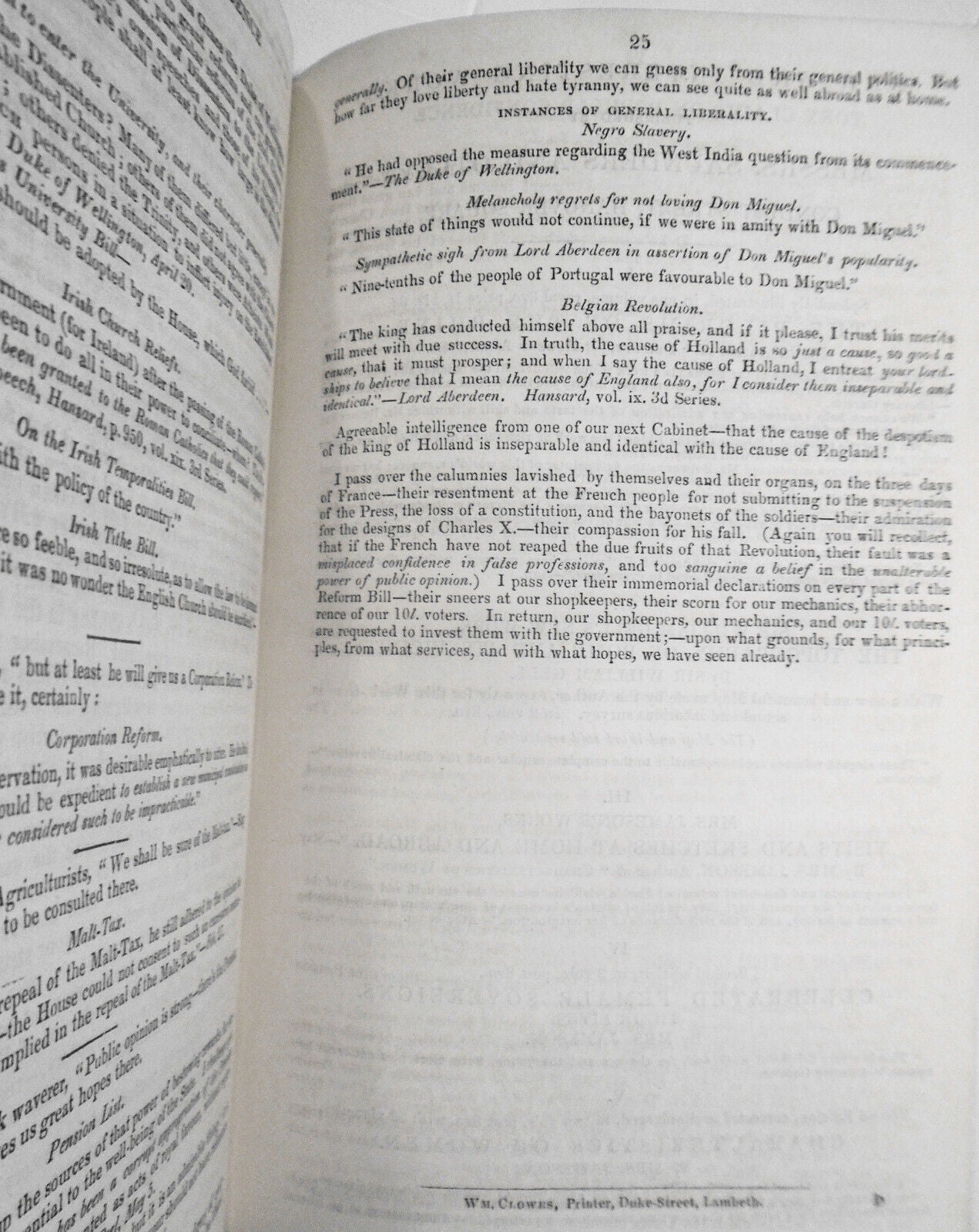 1834 The Present Crisis. Letter to Late Cabinet Minister by Edward Bulwer Lytton