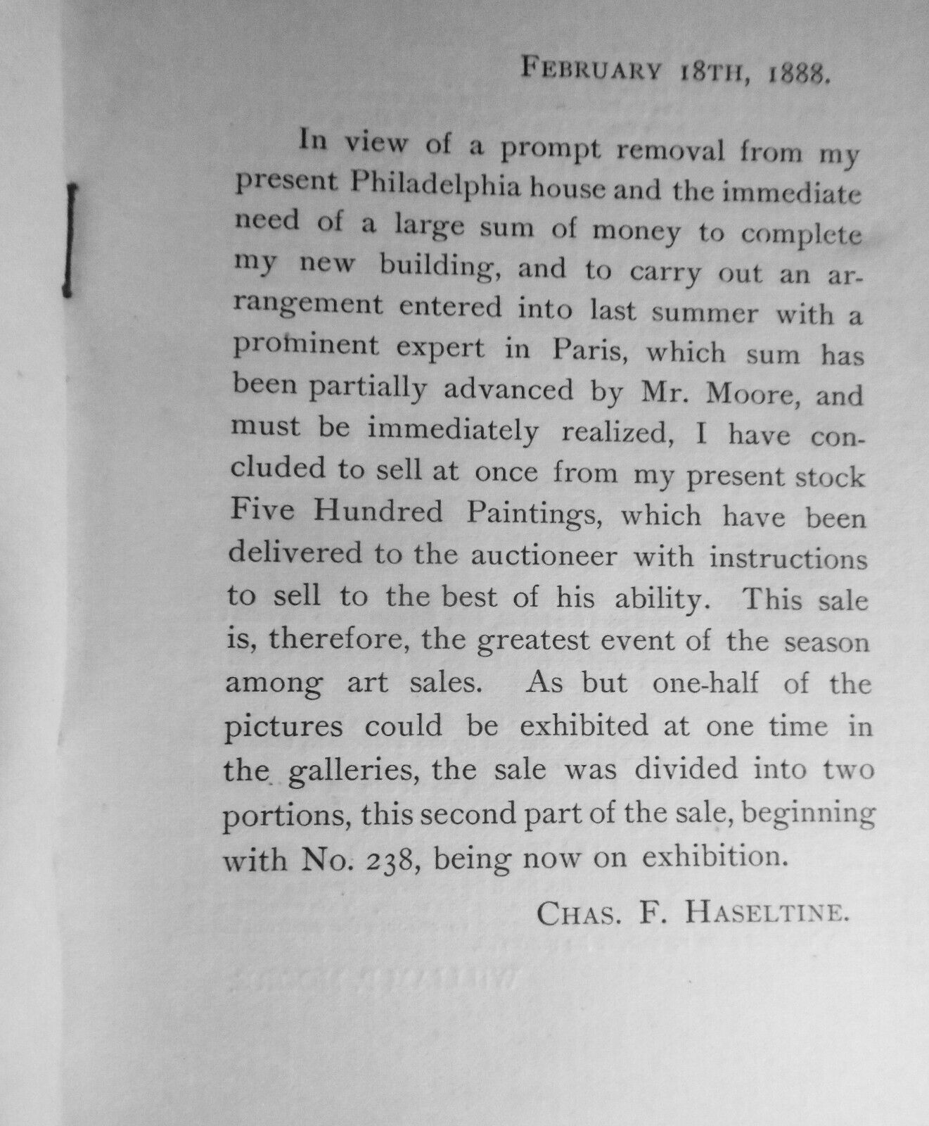 1888  Catalogue Of  2nd Part Collection Paintings Belonging To Charles Haseltine
