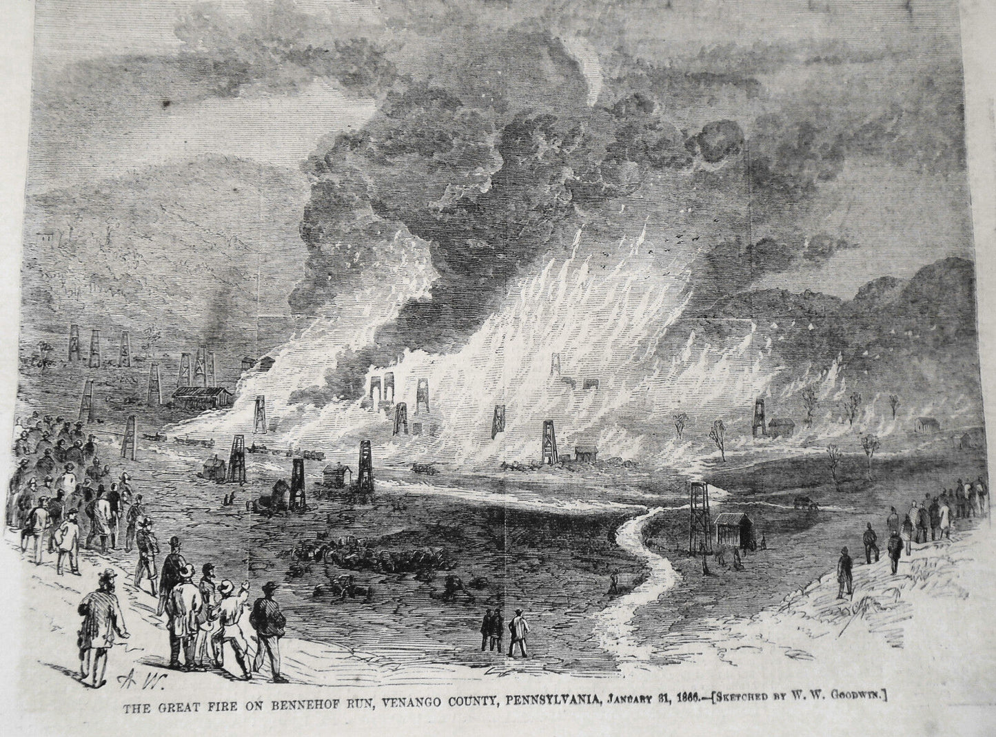 Harper's Weekly March 10, 1866 -  Fireworks for Washington's birthday; Oil fires