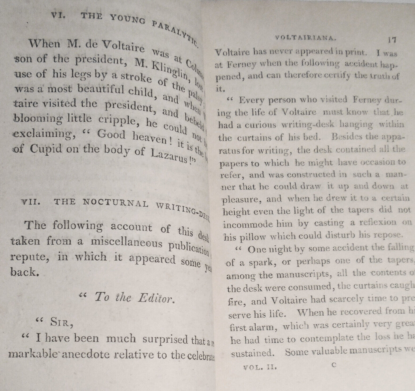 [Voltaire] Voltairiana, by Mary Julia Young - 4 Volumes, 1805 first edition