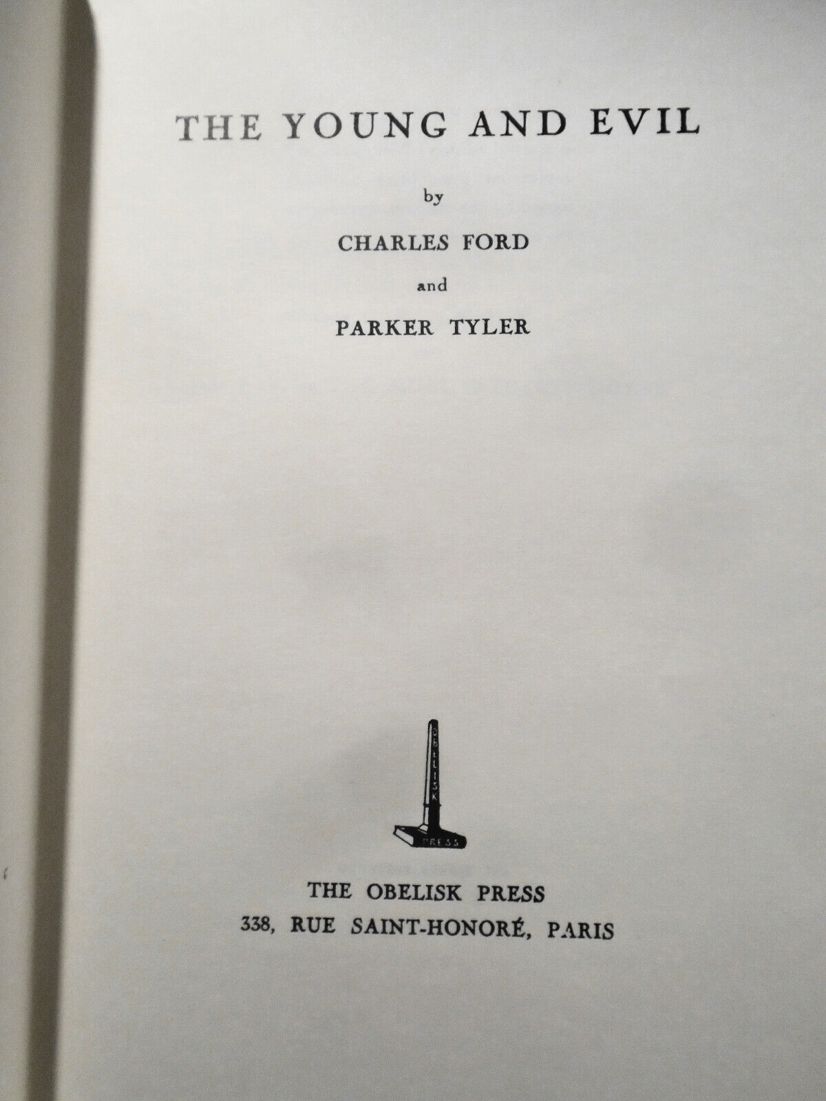 [SIGNED] The Young and Evil, by Charles Ford and Parker Tyler [Gay Fiction]