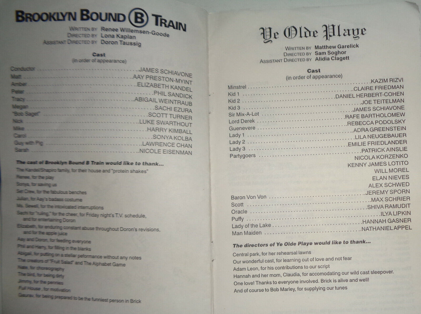 The New Adventures Of Slick Brick - Souvenir Program -  1999 Hunter College, NYC