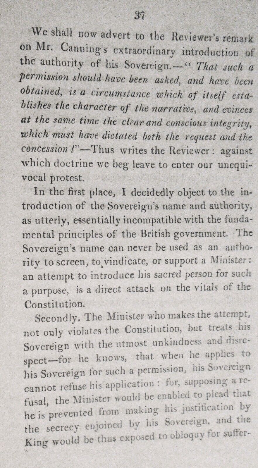 1810 An Answer To The Strictures Of The Quarterly Review (N. 4) Canning & Camden