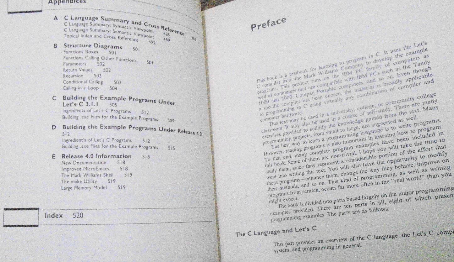Programming in C with Let's C, by Richard C. Vile. 1988 First edition, softcover
