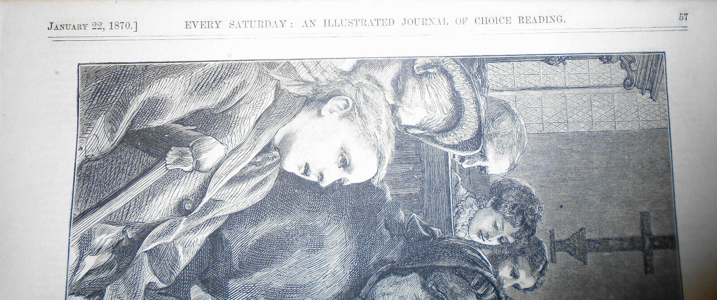 Every Saturday - Original, Full Page Print - "In Church" - January 22, 1870