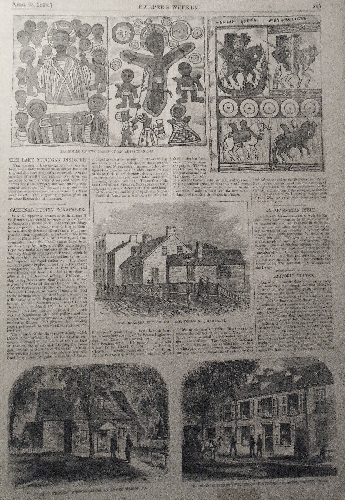 Harper's Weekly - Complete Issue, April 25, 1868 Tigress In Central Park, etc