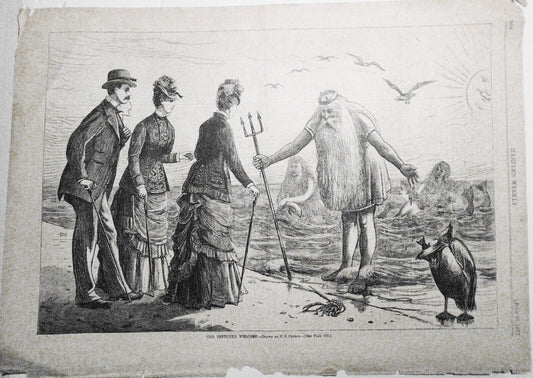 Old Neptune's Welcome - Harper's Weekly -- July 21, 1877 Original