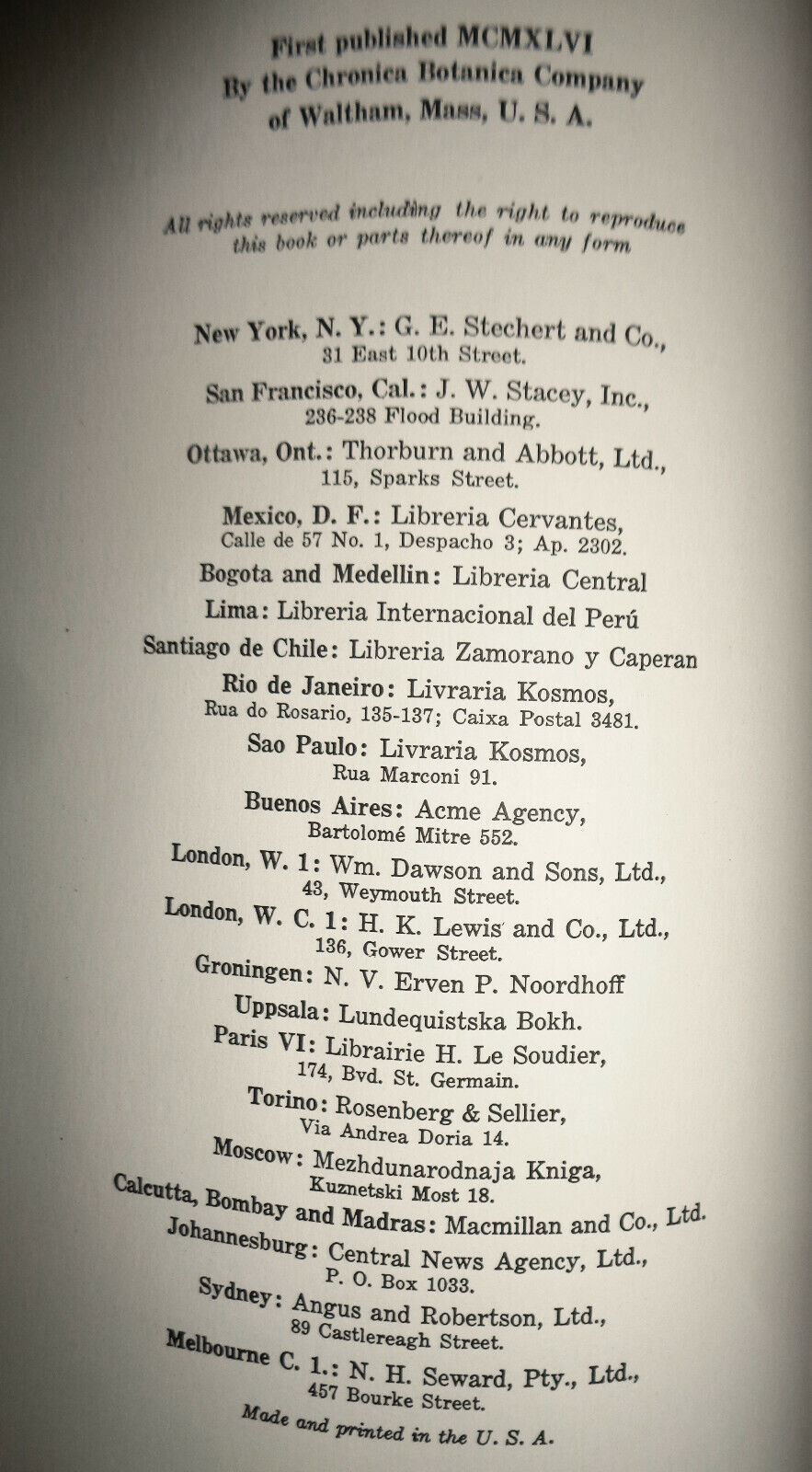 The Genus Bazzania In Central And South America. 1946. Custom leather binding