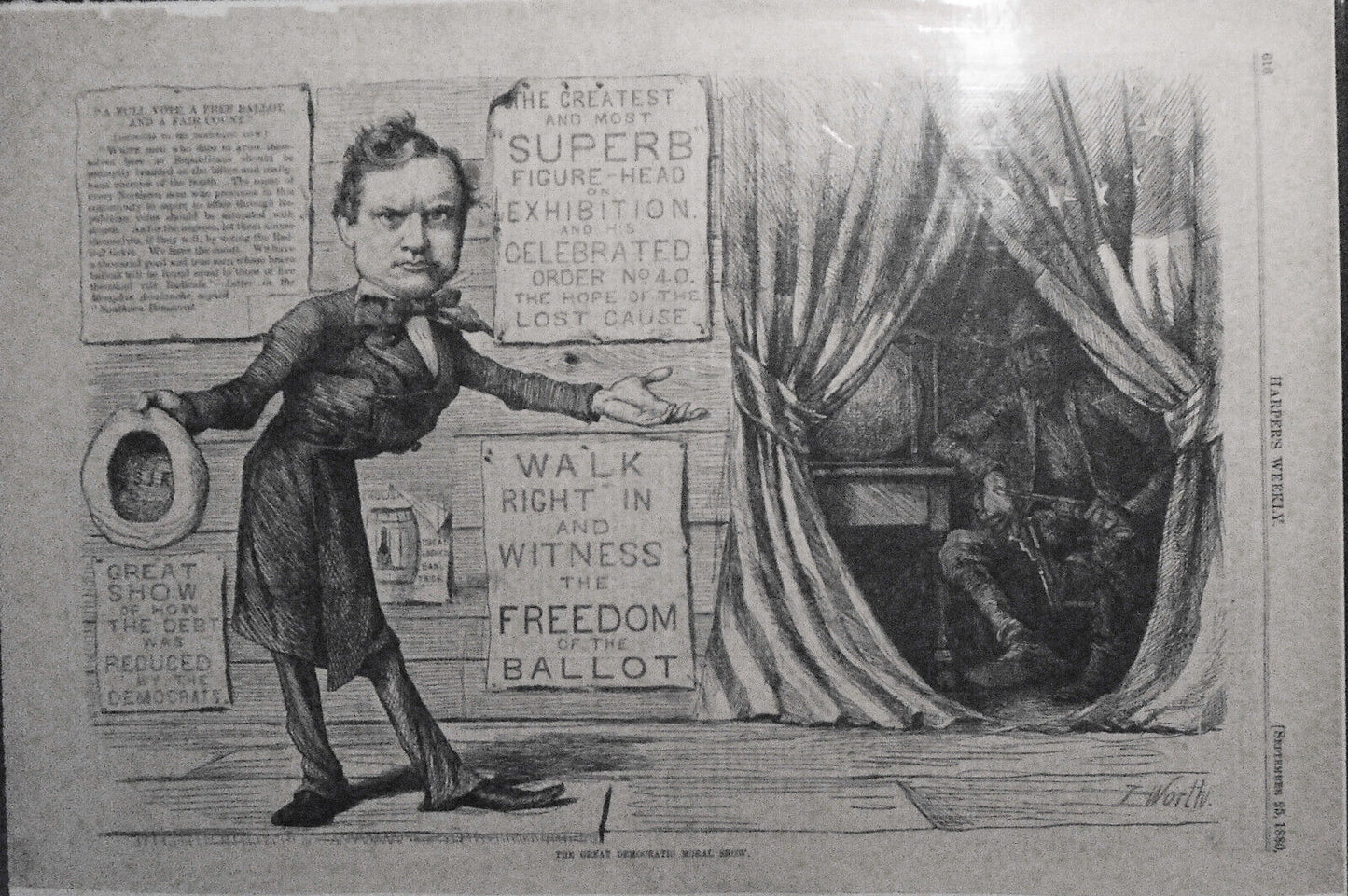 The Great Democratic Moral Show, by Thomas Worth  - Harper's Weekly, 1880