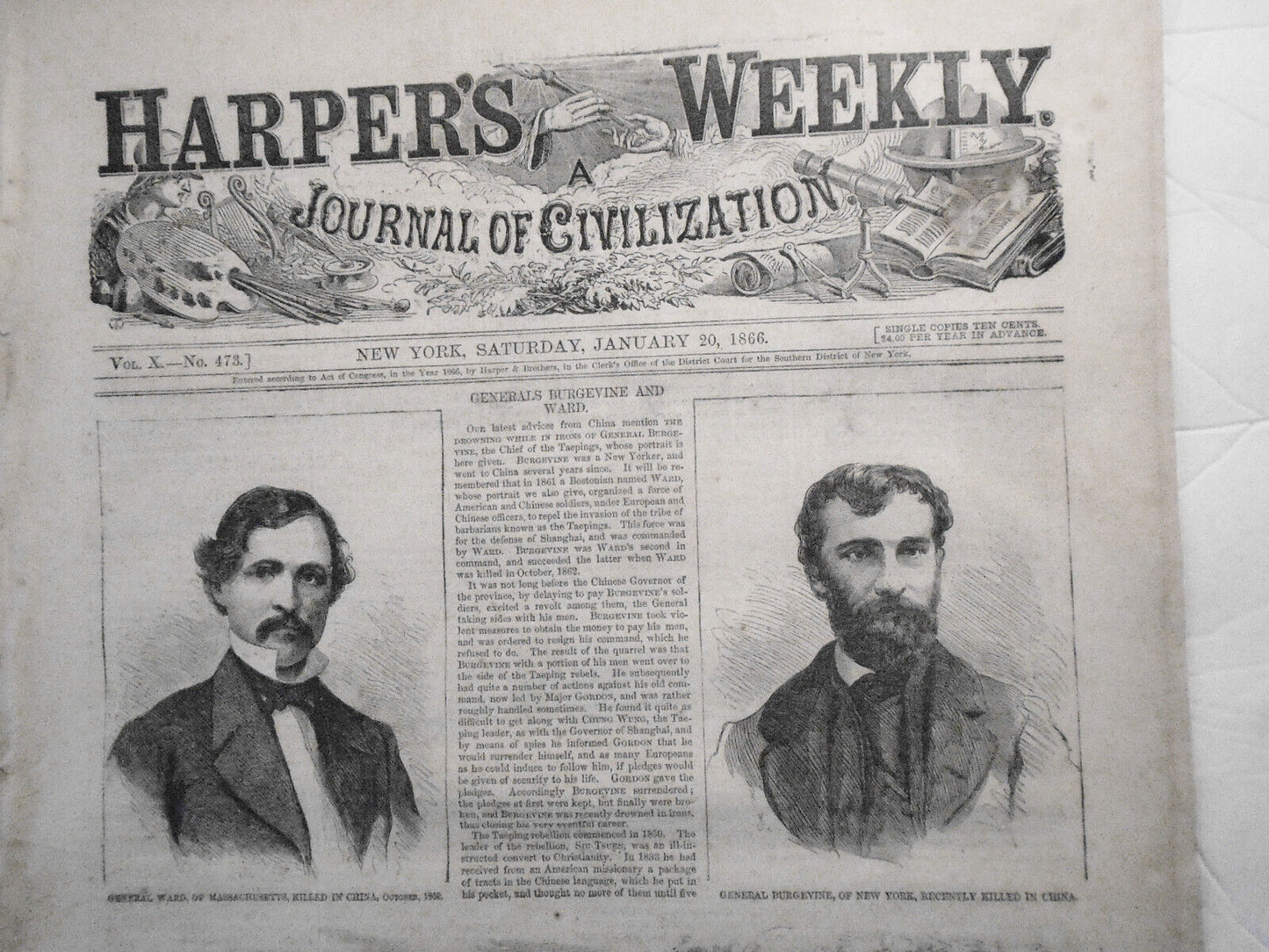 Harper's Weekly January 20, 1866 - American Beauty; Forger Ketchum; etc ORIGINAL