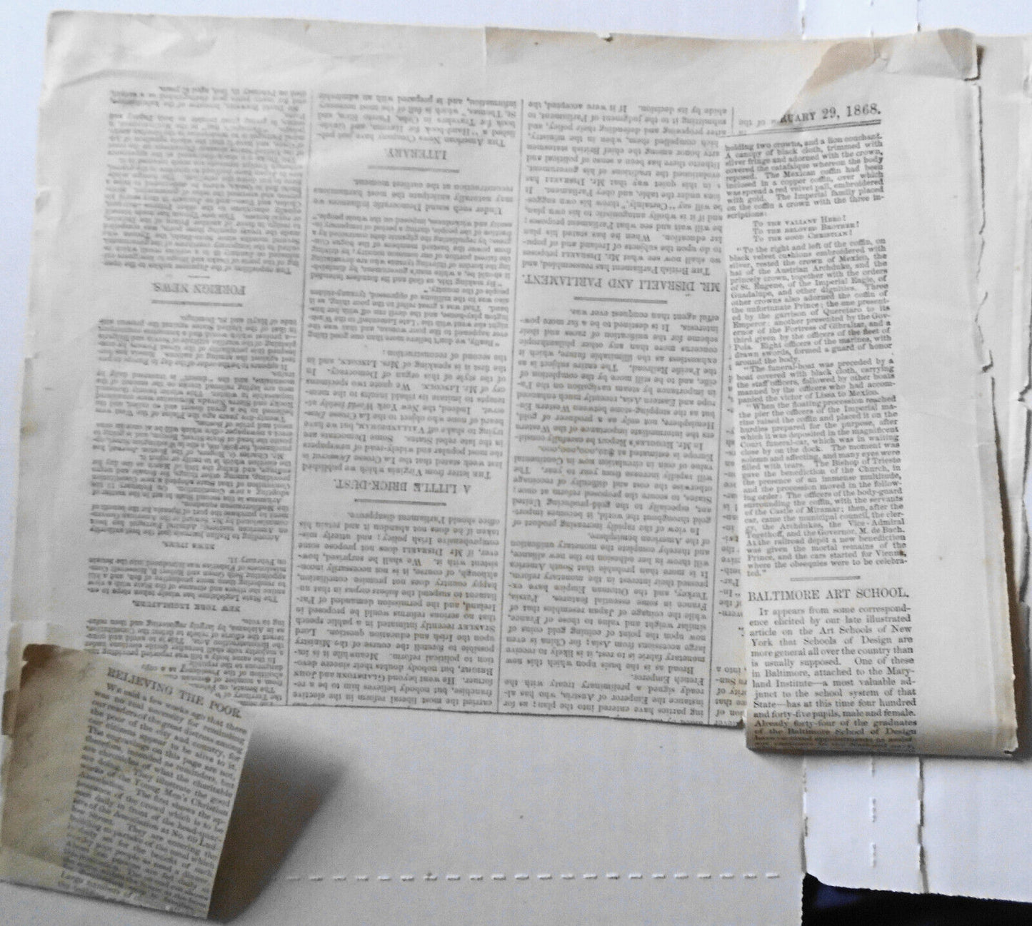 Relieving The Poor - Harper's Weekly, Feb. 29 1868 Original, Story & Two Prints