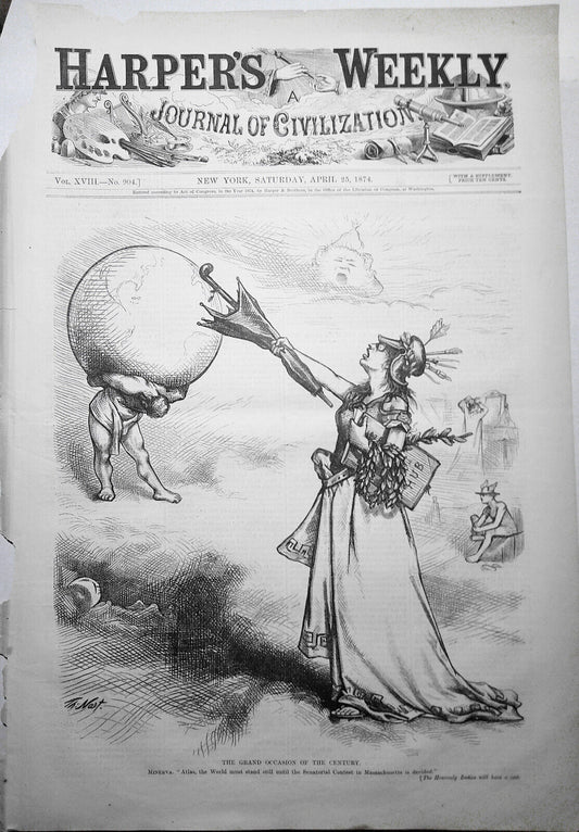 "Grand occasion of the century" by Thomas Nast. Harper's Weekly, April 25, 1874.