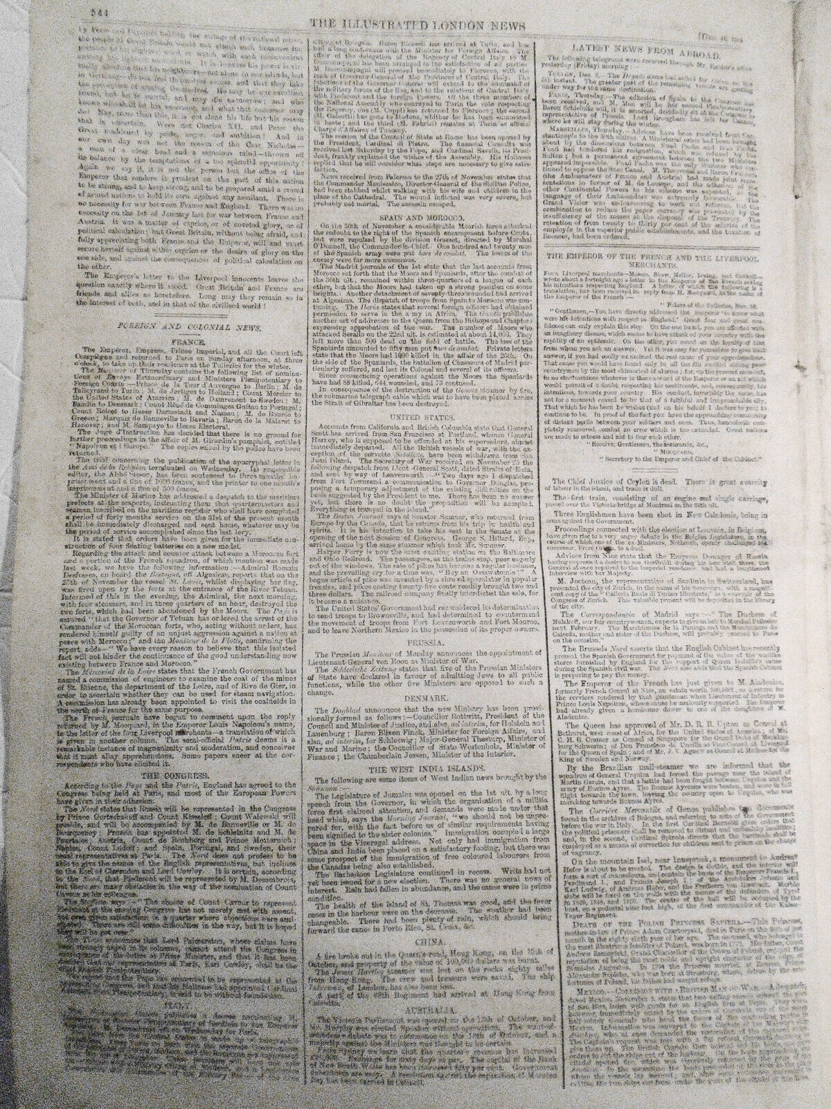 The Illustrated London News, December 10, 1859 - Paris Demolitions; Morocco war