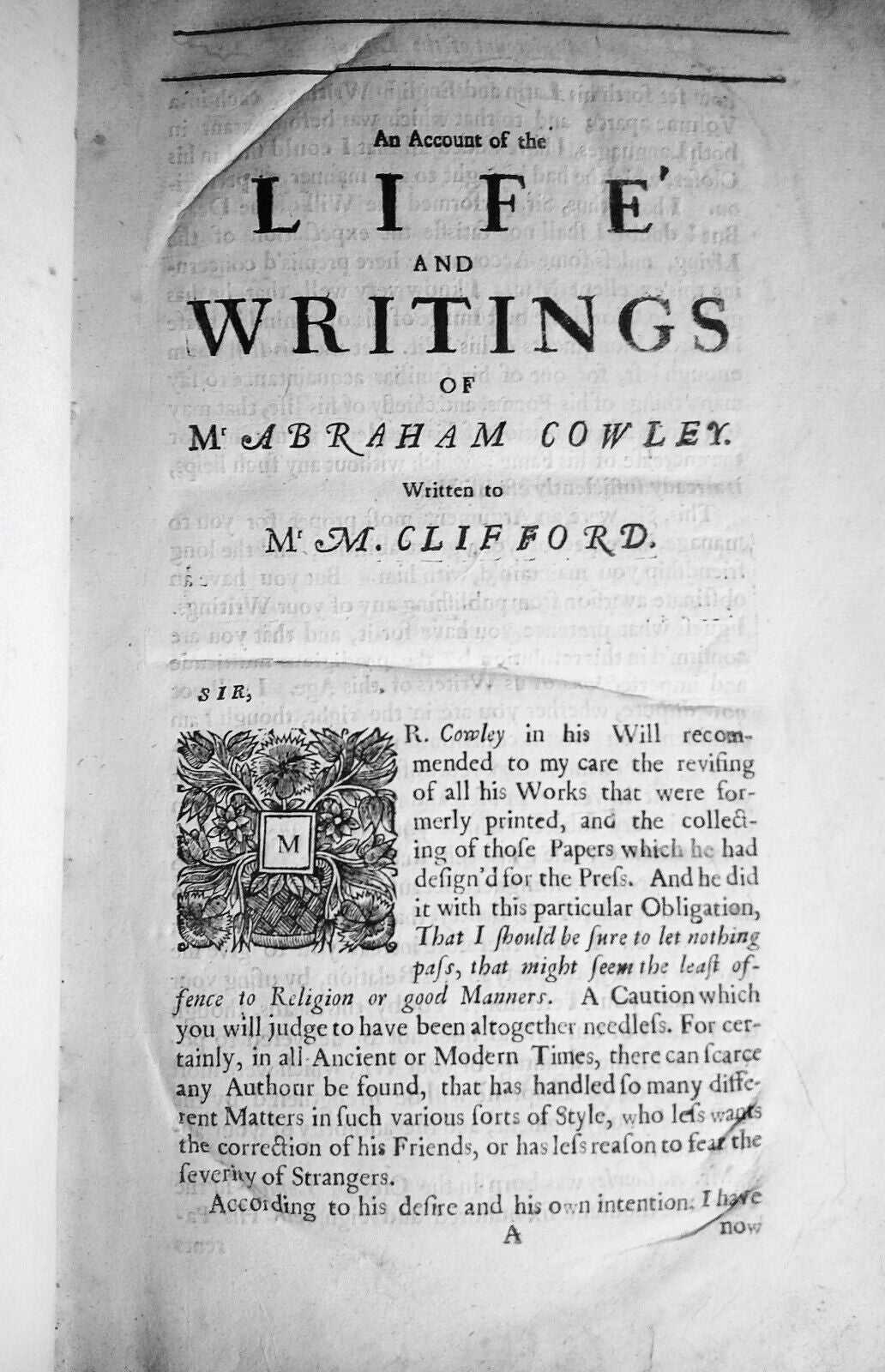 The Works of Mr. Abraham Cowley - 1668 - First edition