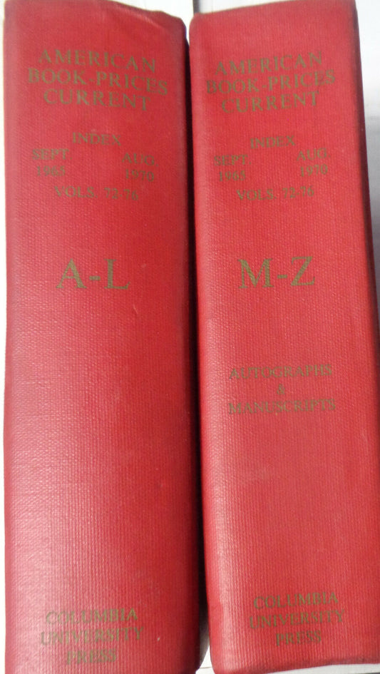 American Book-Prices Current Index 1965-1970 for Volumes 72 - 76