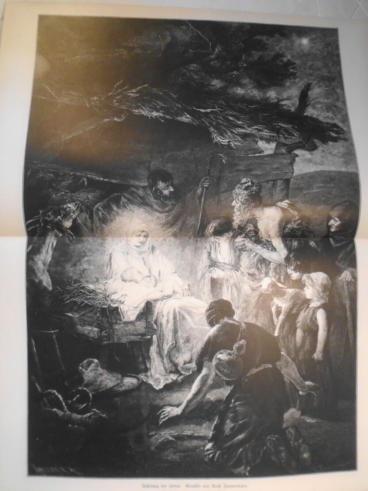 Anbetung der Hirten, by Ernst Zimmermann - 1884 - 22 x 16 inches - Original