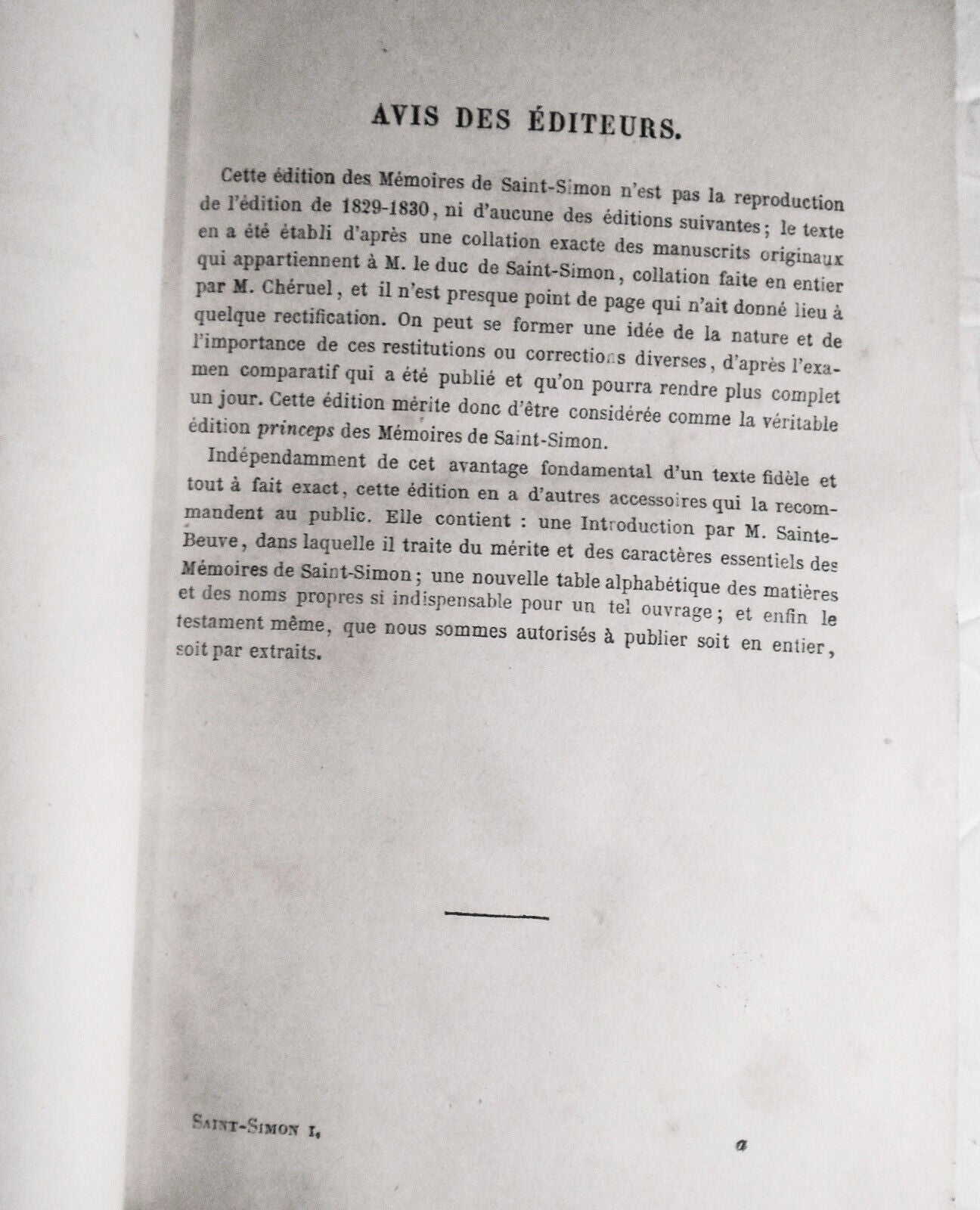 Memoires complets et authentiques du Duc de Saint-Simon, Tome Premiere, 1861