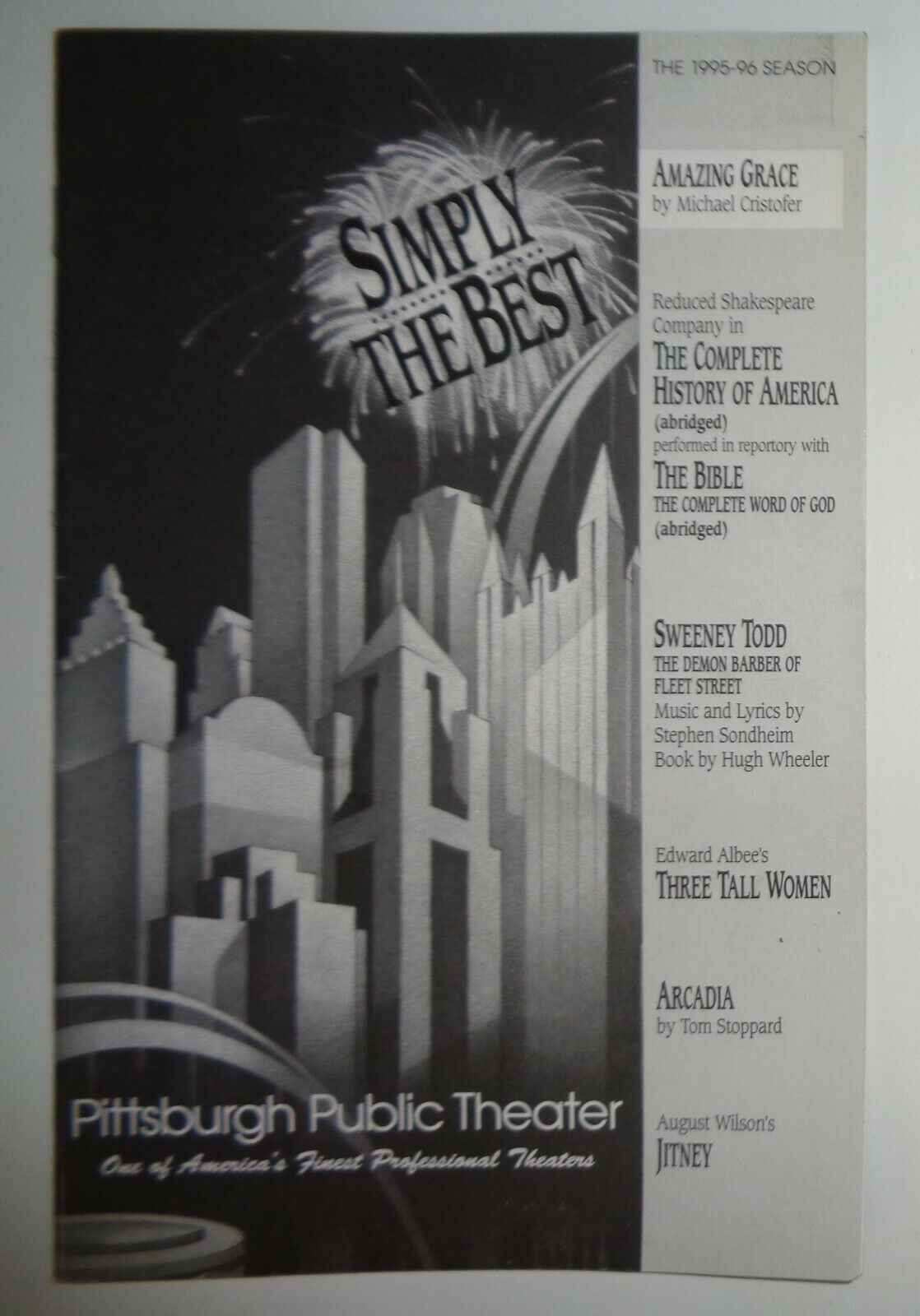 AMAZING GRACE - SOUVENIR PROGRAM - 1995 PITTSBURGH PUBLIC THEATER