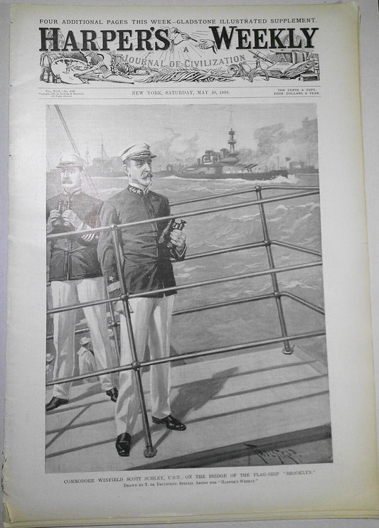 Harper's Weekly May 28, 1898 - Colored troops in Tampa -Remington; Gladstone etc