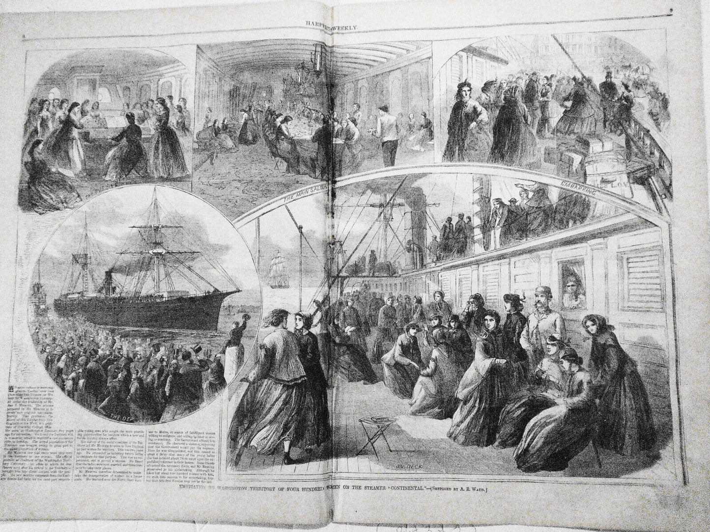 Harper's Weekly January 6, 1866 -  Last Chattel; 400 Emigrant Women etc ORIGINAL