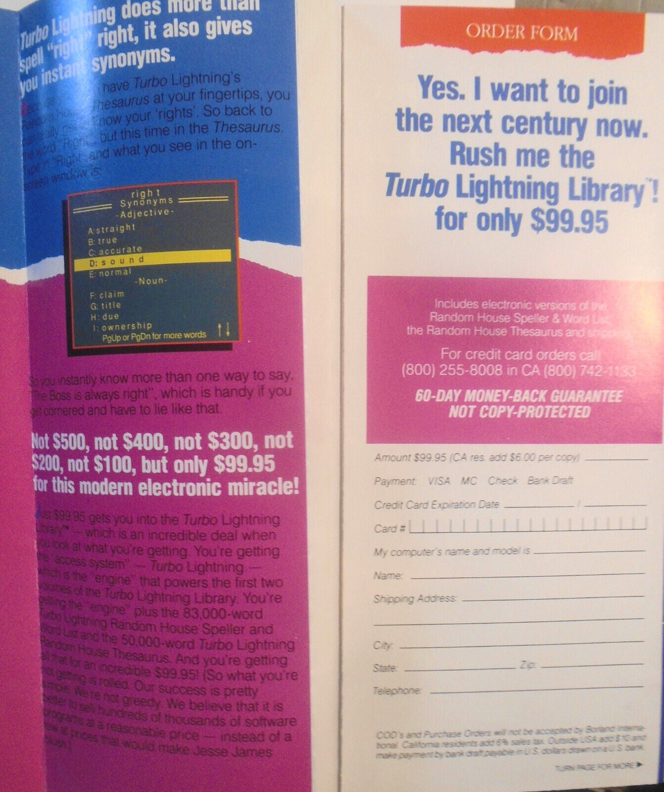 [Artificial intelligence] Borland Turbo Lightning announcement brochure [1985].