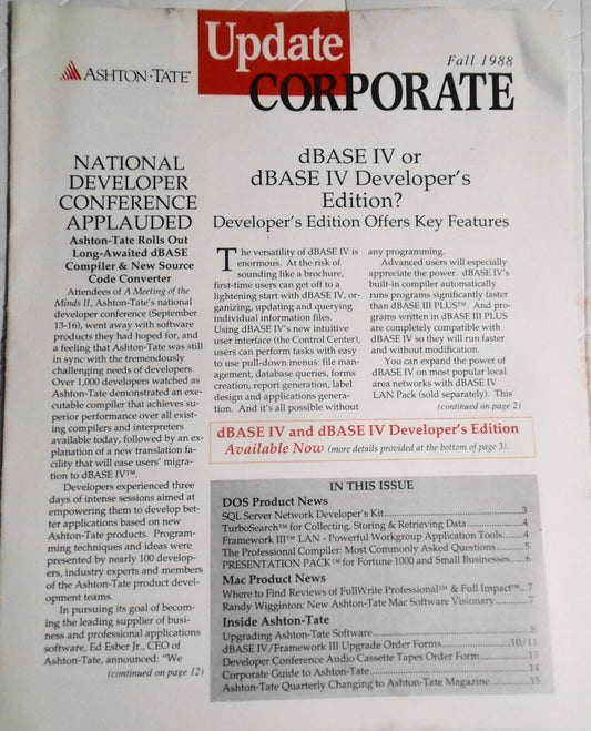 Ashton-Tate Corporate Update, Fall 1988