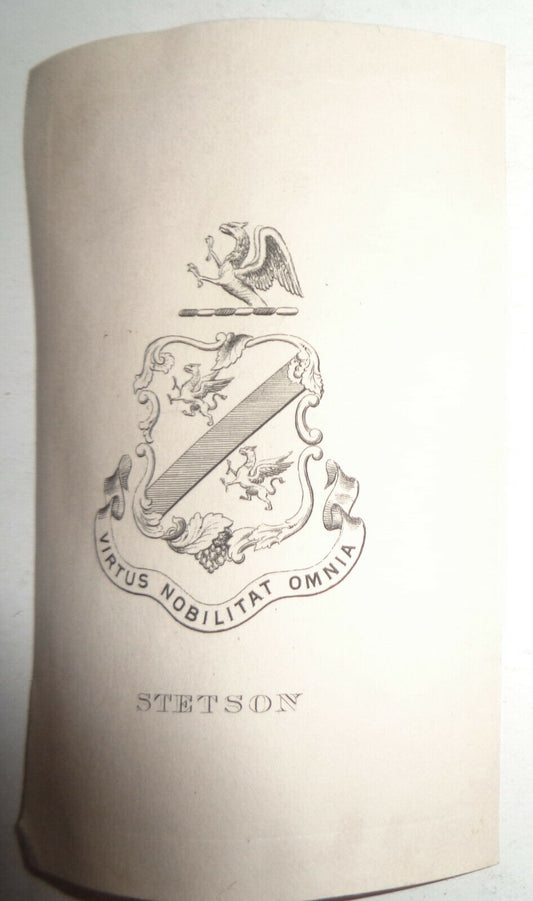 Stetson Ex Libris bookplate - (Caleb Rochford Stetson,Trinity Church NYC Rector)