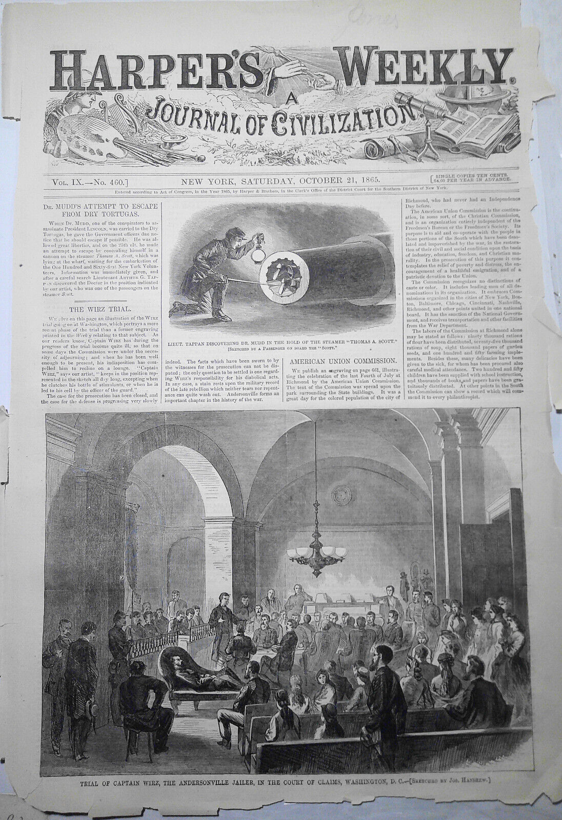 Trial of Captain Wirz, the Andersonville Jailer - Harper's Weekly, Oct. 21, 1865