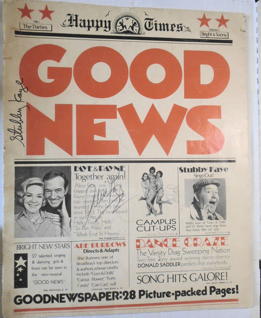 SIGNED Alice Faye & Stubby Kaye, et al   Good News souvenir Program, 1974