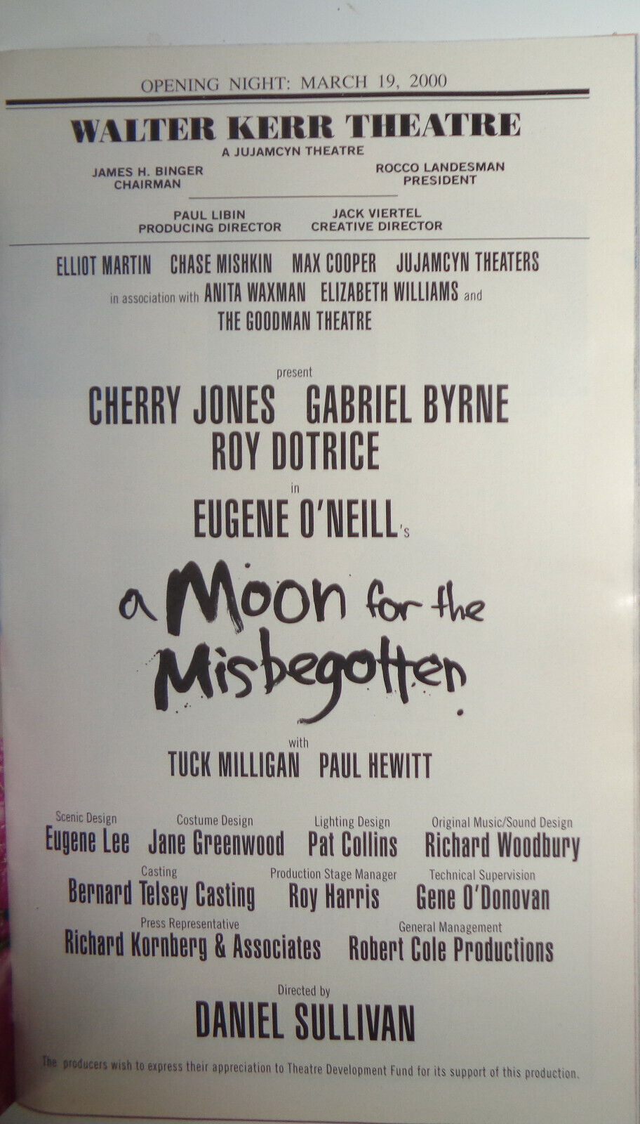 A MOON FOR THE MIS-BEGOTTEN - PLAYBILL - OPENING NIGHT: MARCH 19, 2000