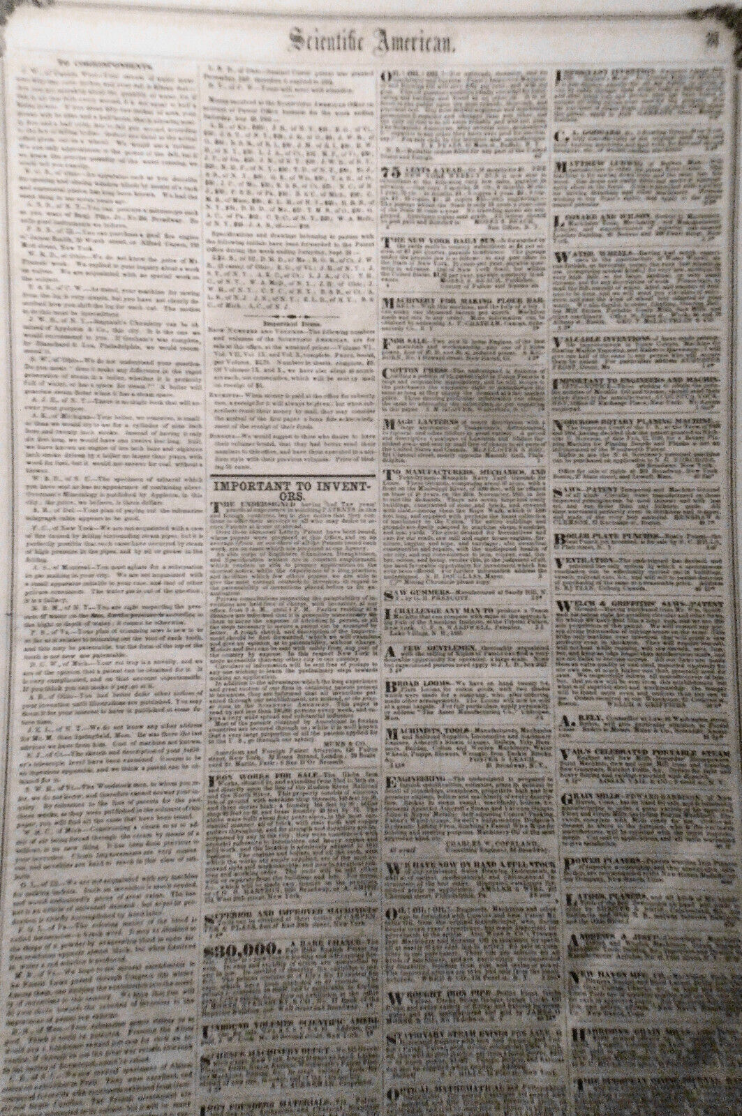 Scientific American, October 6, 1855. Knitting machine; cotton press; alarm bed