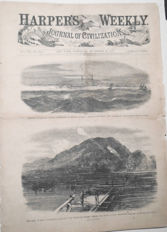 Harper's Weekly November 28, 1863 - Civil War / Army Of The Cumberland & Potomac