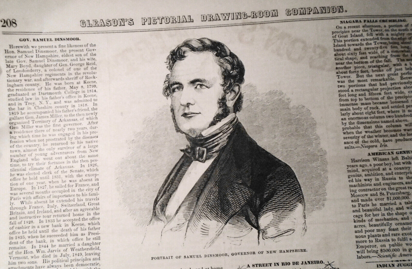 Street In Rio De Janeiro Brazil - Entrance of Emperor - Gleason's Pictorial 1852