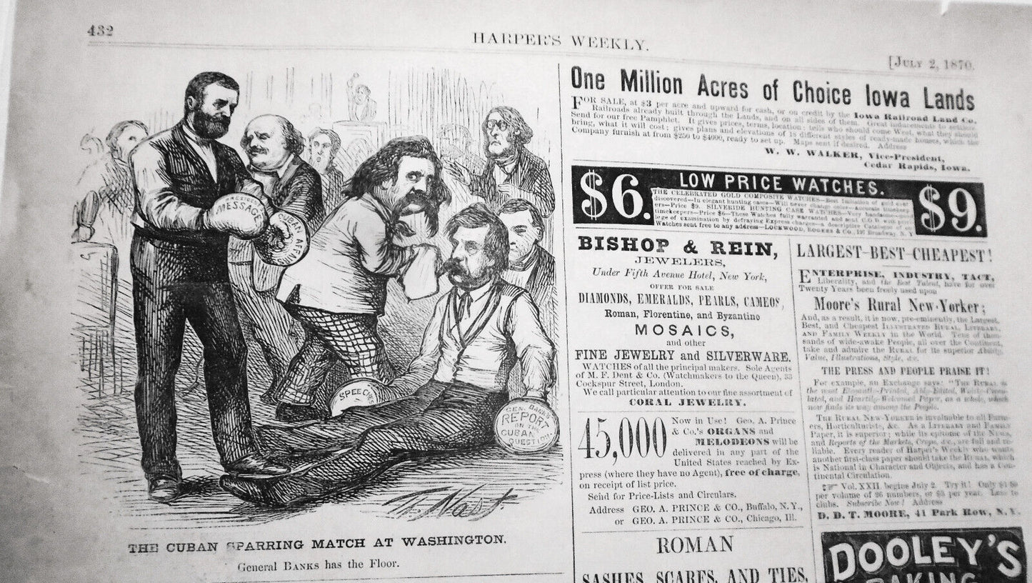 The Cuban Sparring Match, by Thomas Nast.  Harper's Weekly, June 2, 1870