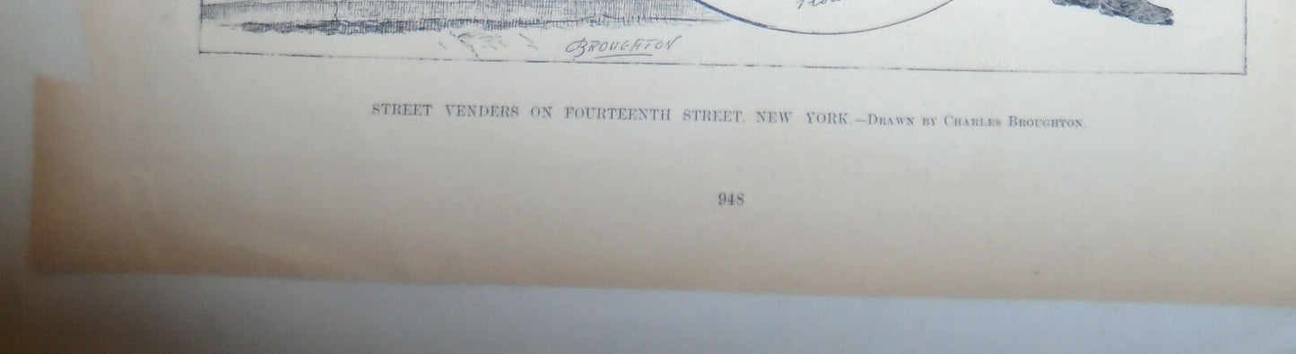 Street Vendors On Fourteenth Street. New York - Harper's Weekly 1892