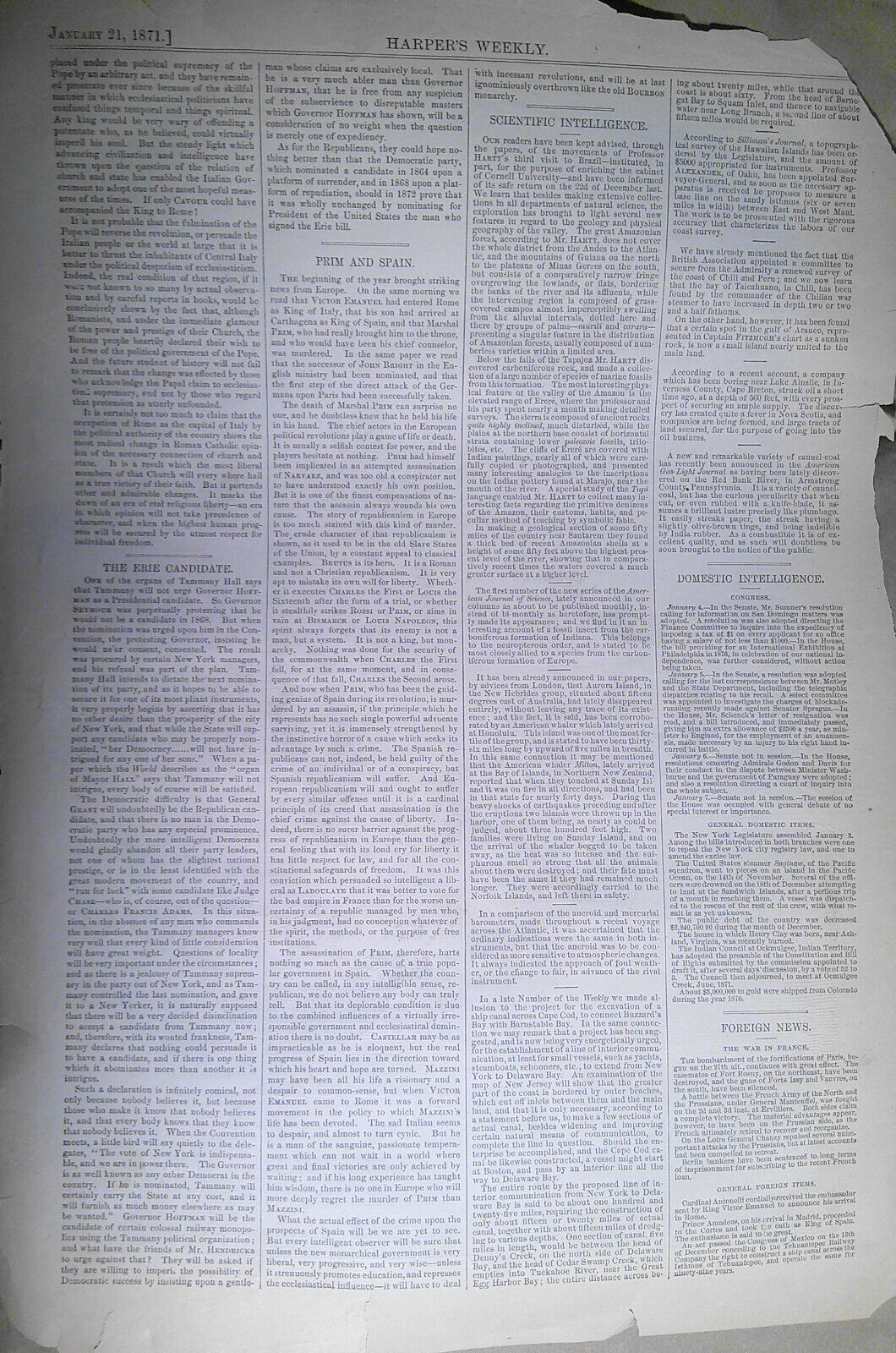 "Cared For" and "Uncared For" - Harper's Weekly,  1871 -  2 prints Paris war