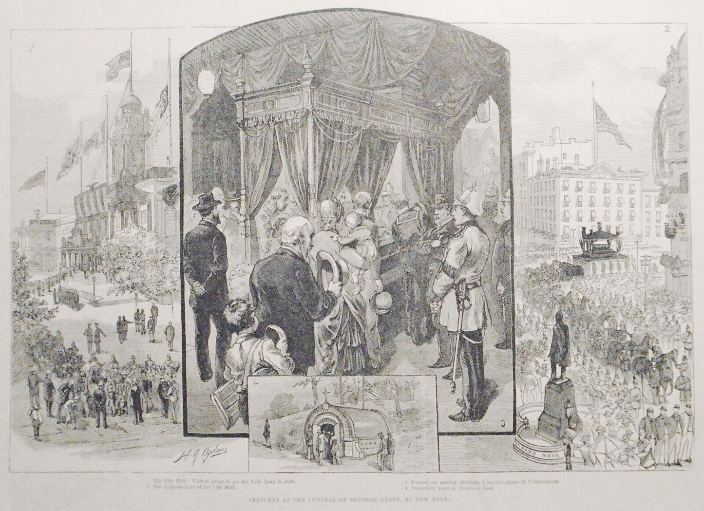 Sketches At Funeral Of General Grant At New York, 1885 - Illustrated London News