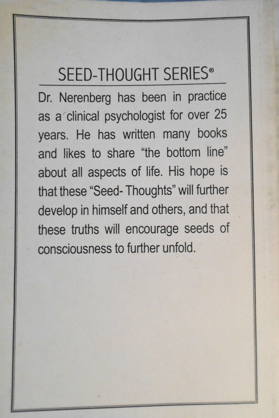 Power-thoughts [signed] For Strength, Health And Happiness, By Arnold Nerenberg