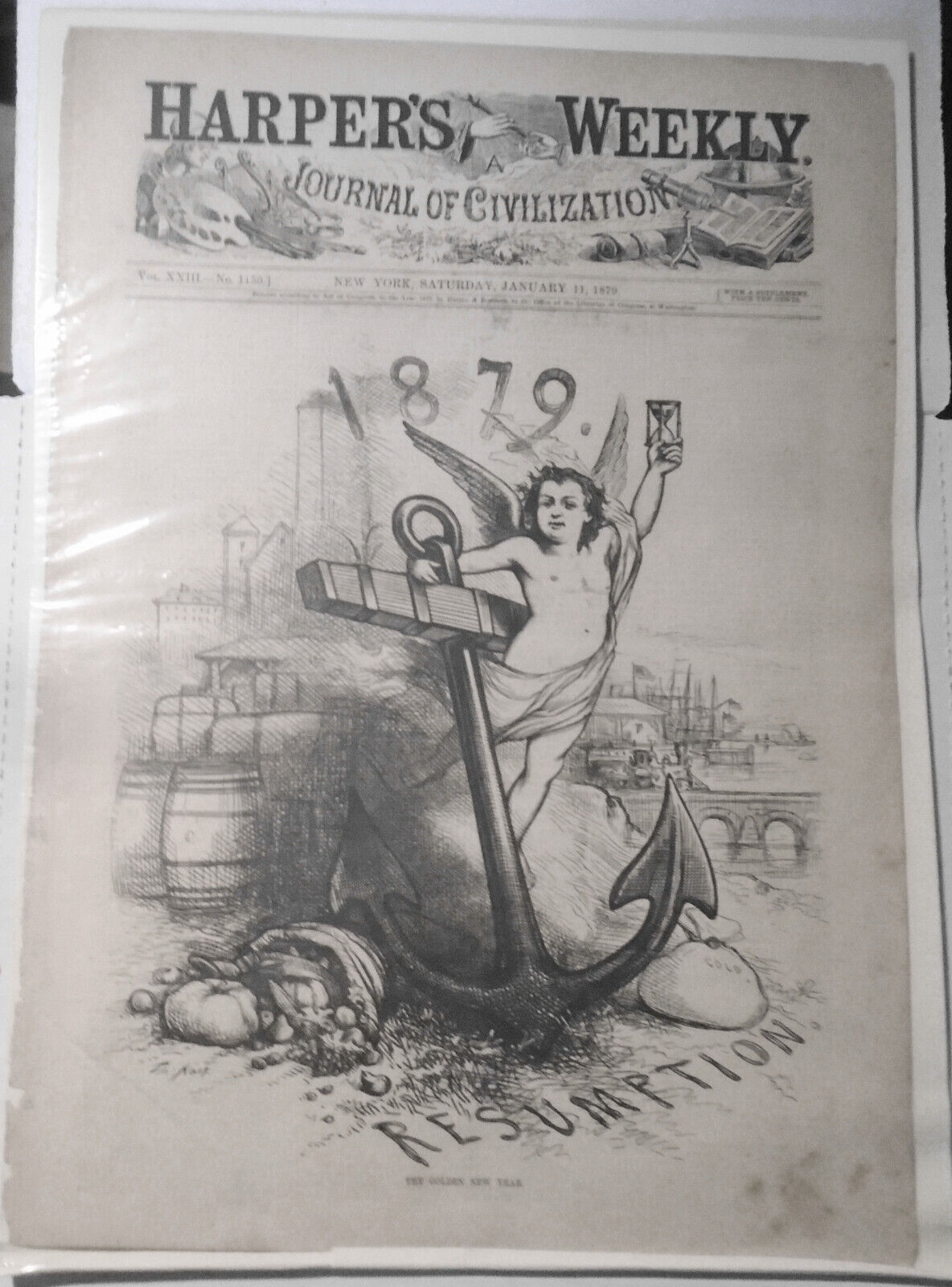 The Golden New Year:  Resumption of the Gold Standard, by Thomas Nast - HW 1879